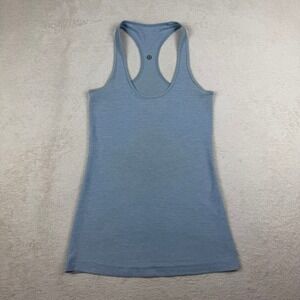 Lululemon Cool Racerback Tank Top Heathered Blue Activewear Womens Size 6?
